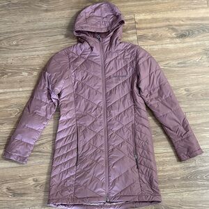Columbia Mauve Hooded Long Puffer Coat